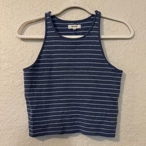 Madewell blue and white Striped Women's crop Tank Top d